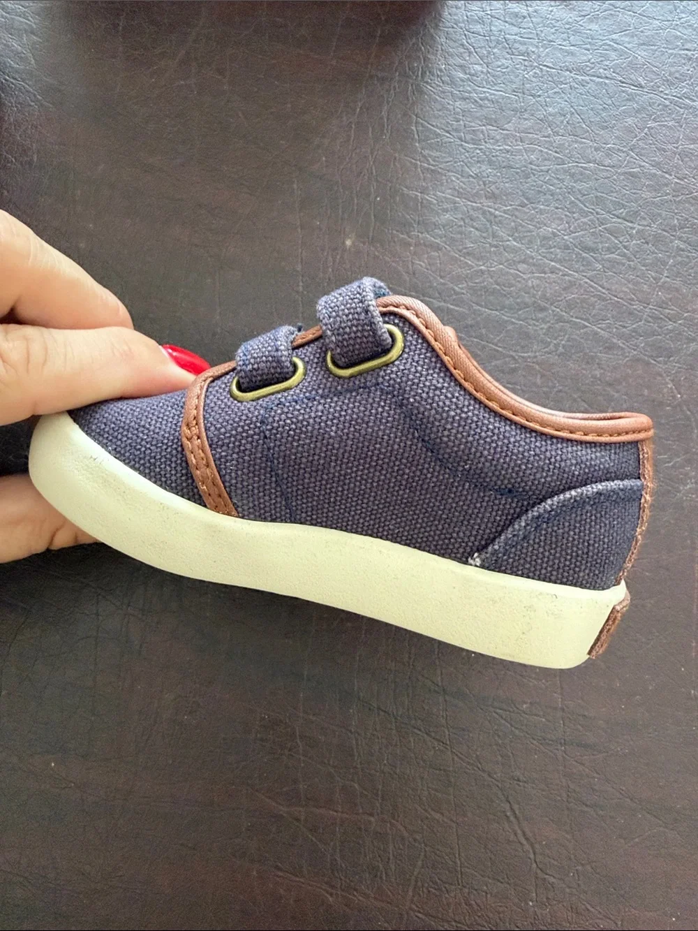 Polo by Ralph Lauren Toddler Navy Canvas Velcro Sneakers with White Soles NIB